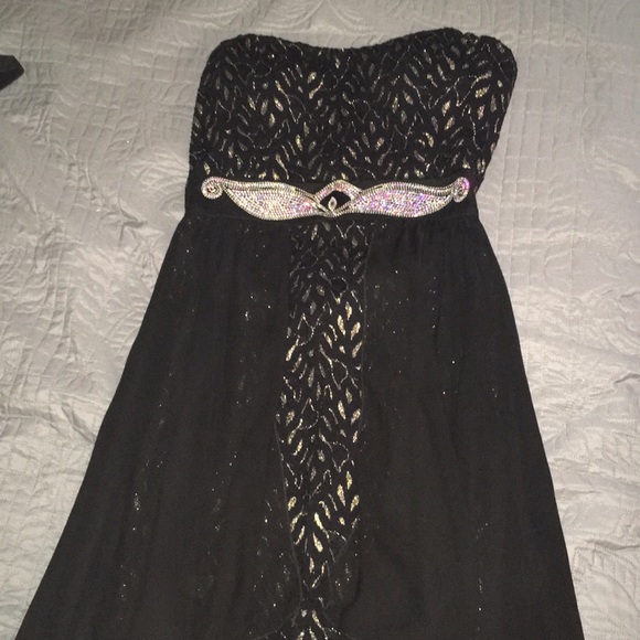 Dresses & Skirts - Black and Sparkly Gold High Low Dress